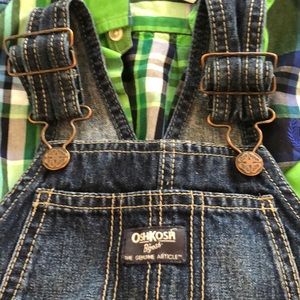 Boys blue jean overall shorts Oshkosh 3t
